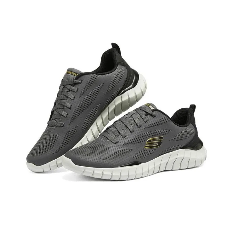 Skechers Overhaul 2.0 Breathable Lightweight Low Top Casual Shoes Men's Gray Black-2