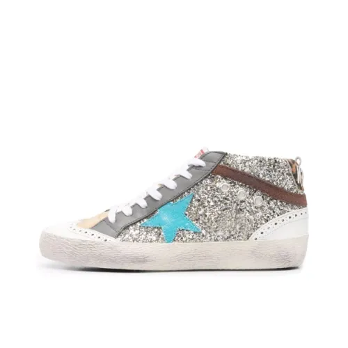 Golden Goose Mid Star Stylish Skateboarding Shoes Women's Silver Old-fashioned