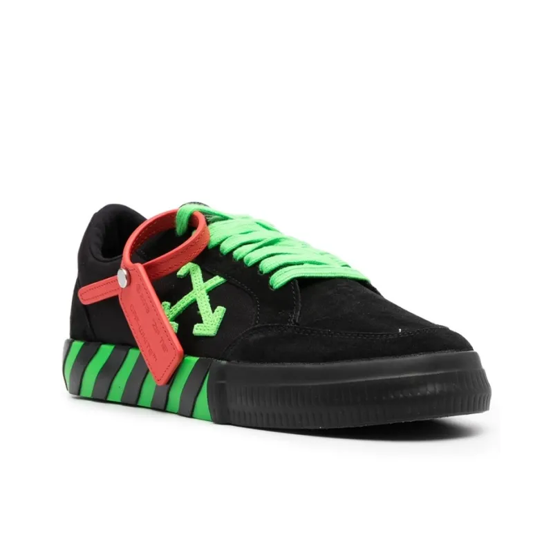 OFF WHITE Vulcanized Low Top Stylish Skateboarding Shoes Men's Black Green-2