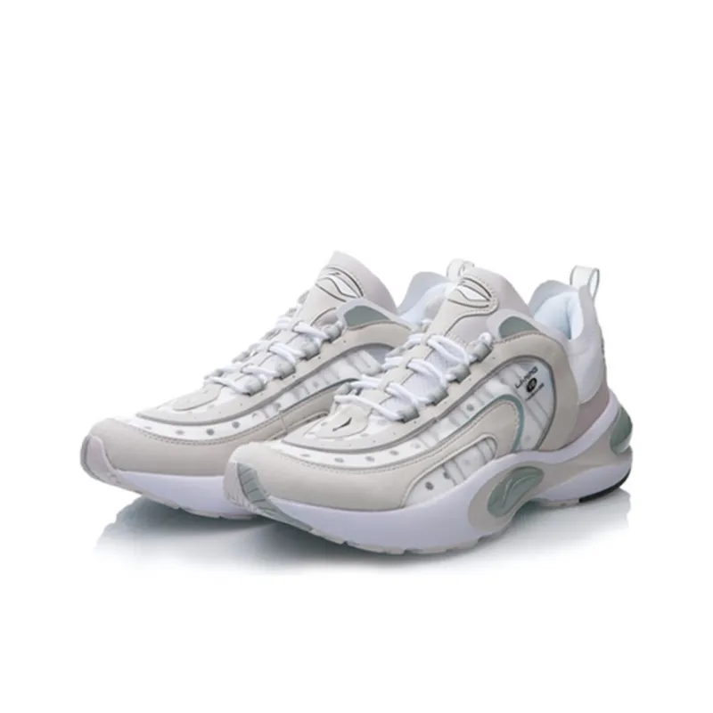 LiNing V8 Anti Slip And Wear Resistant Lightweight Low Top Running Shoes Men's Gray White-2