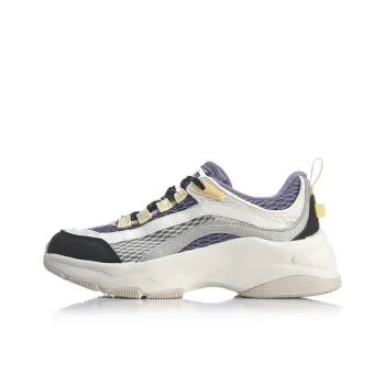 LiNing Aurora WindWalker Anti Slip Wear Resistant Breathable Balance Low Top Chunky Sneakers Women's Lavender Gray