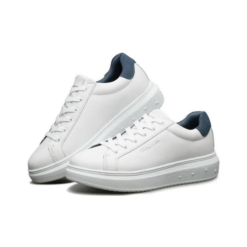 Skechers Street High Non-slip Lightweight Low-Top Skateboard Shoes Women's White Blue-2