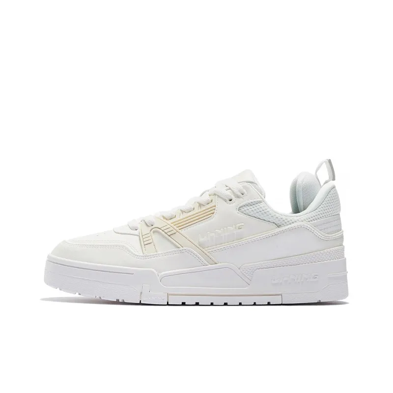 LiNing 001 BTC BTC Non slip Lightweight Low Top Skateboard Shoes Men's White-0