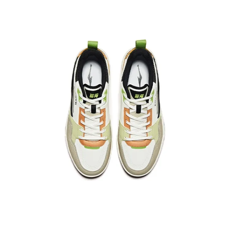 Erke Chao Yang Anti Slip Wear Resistant Low Top Skateboard Shoes Men's White Gray Brown-2