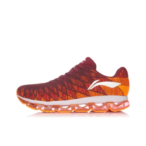 LiNing Jueying Slip-Resistant Cushioning Breathable Low-Top Running Shoes Unisex Red Orange