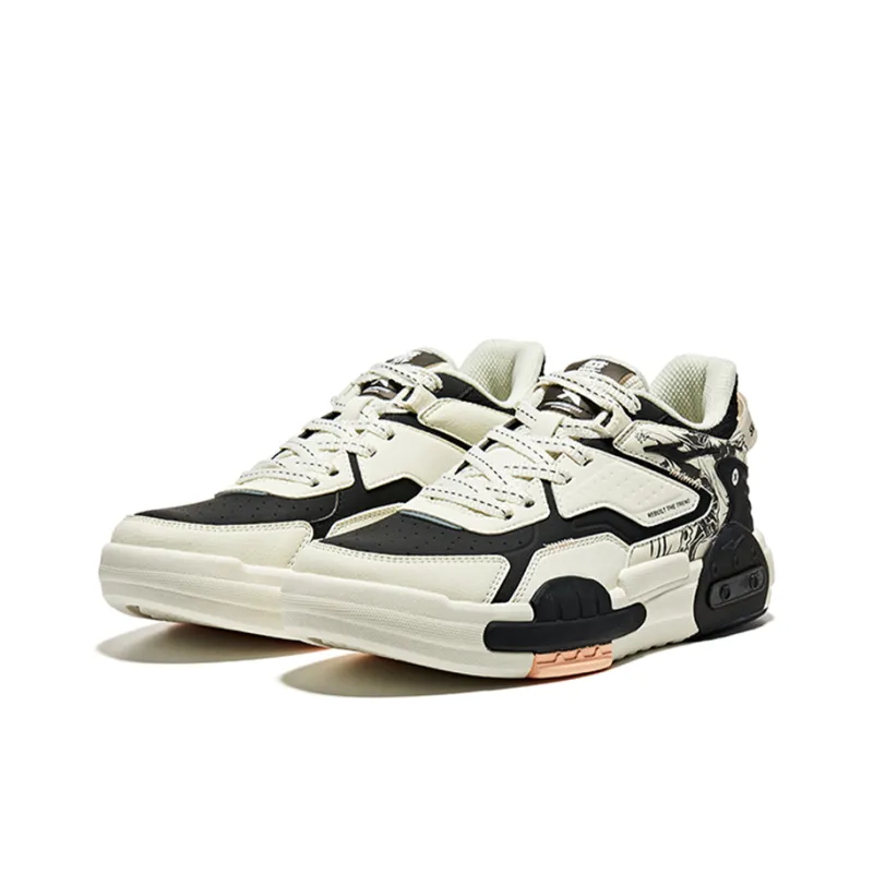 Erke Wu Long Series Cushioning Lightweight Low-Top Skateboard Shoes Women's White Black-1