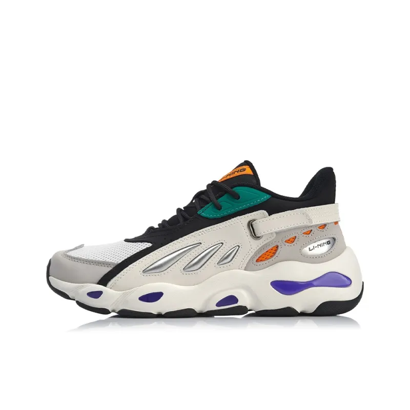 LiNing Butterfly Cushioning Anti Slip And Wear Resistant Low Top Chunky Sneakers Gray Black-0