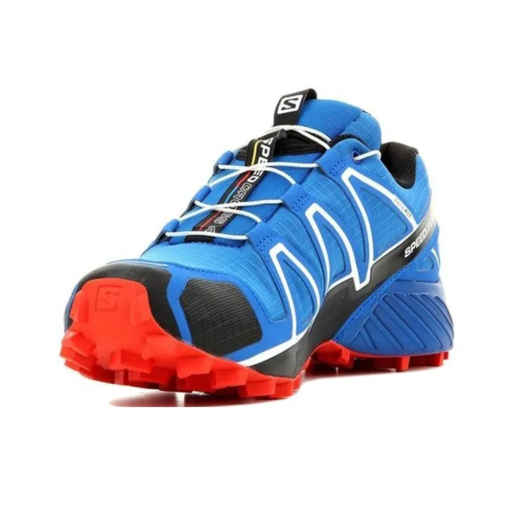 SALOMON Speedcross 4 Abrasion Resistant Low Top Hiking Shoes Men's Blue Red-2