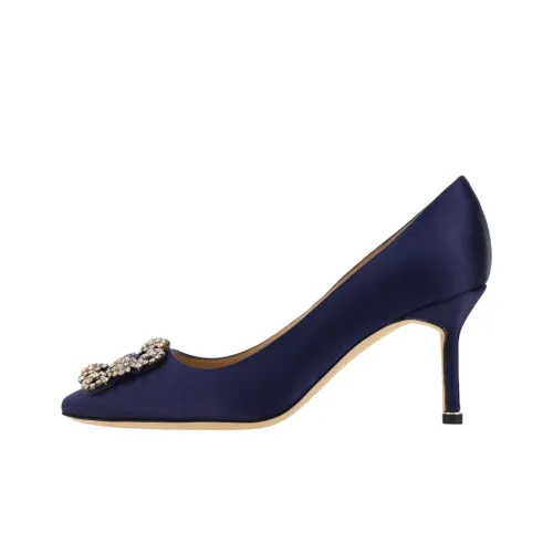 MANOLO BLAHNIK Hangisi High Heels Women's Marine Blue