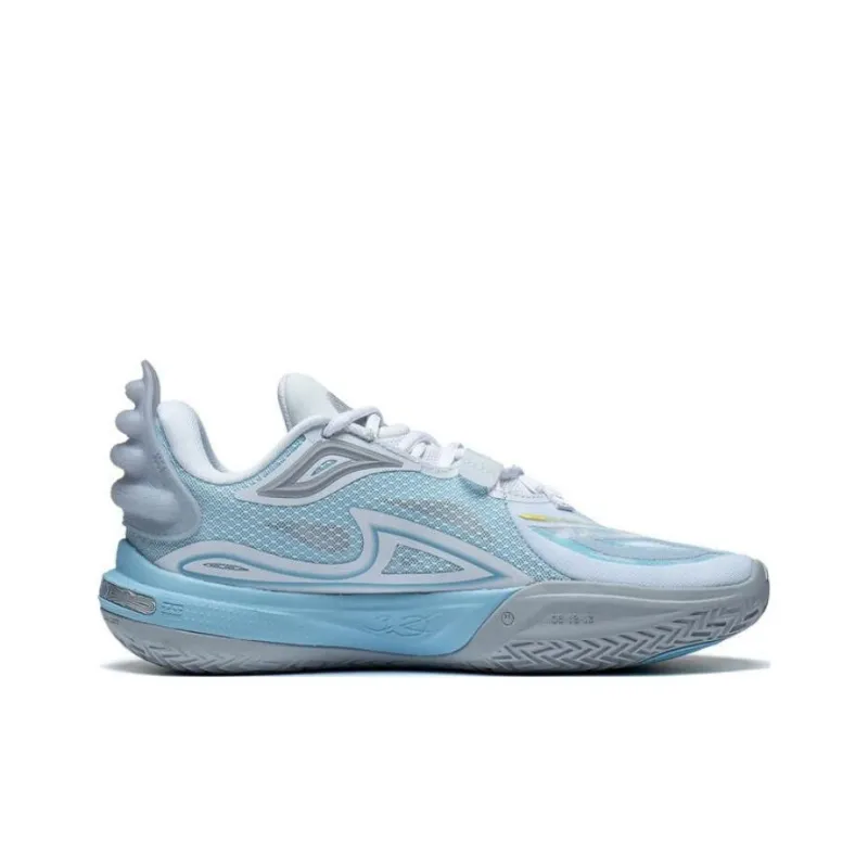 LiNing Cushioned Slip Resistant Mid Top Basketball Shoes Men's White Blue-1