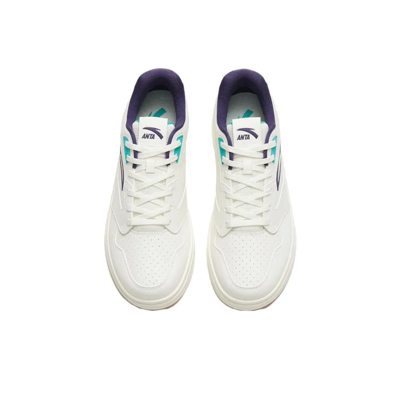 Anta Street Play Series Abrasion Resistant Breathable Low Top Skateboard Shoes White Purple Green-2