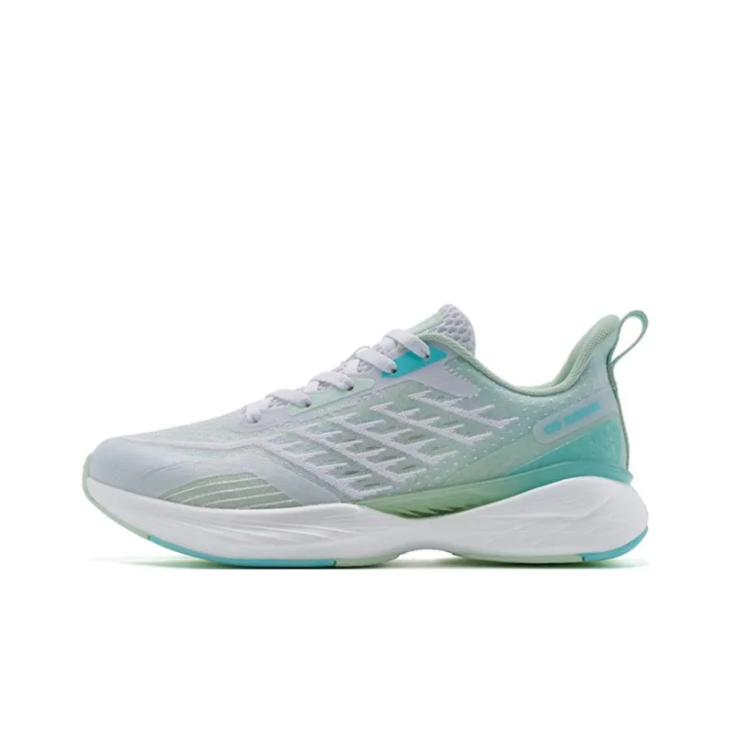 QIAODAN Popularity 11 Durable Breathable Low-Top Running Shoes Women's Lime Green Tranquil Blue-0