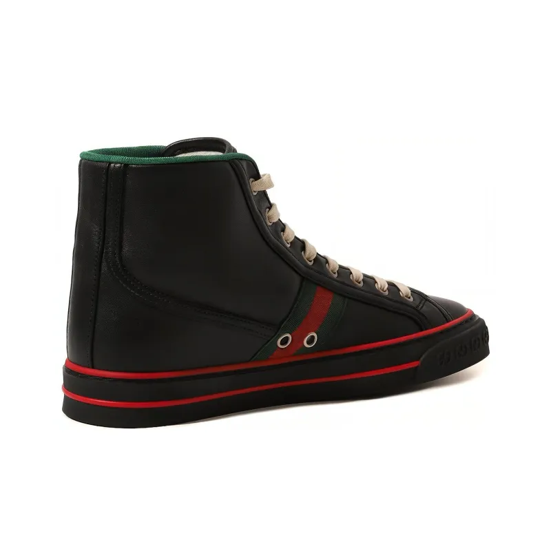 GUCCI Wear-Resistant High-Top Skateboard Shoes Women's Black-3