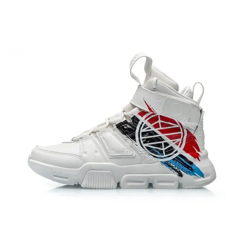 LiNing CF Ask For The Throne Anti-Slip Wear-Resistant High-Top Vintage Basketball Shoes Women's White
