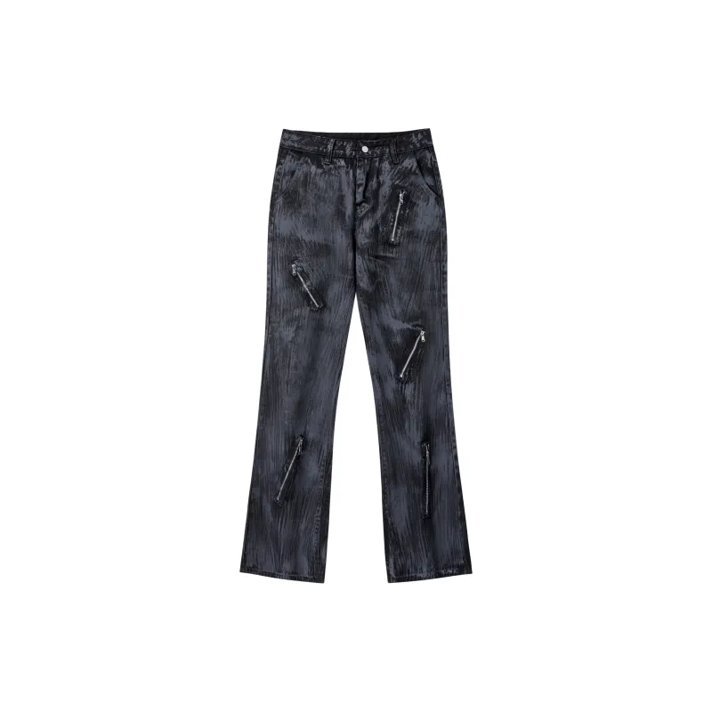 HEMC Jeans Unisex Black Blue Distressed Pants-1