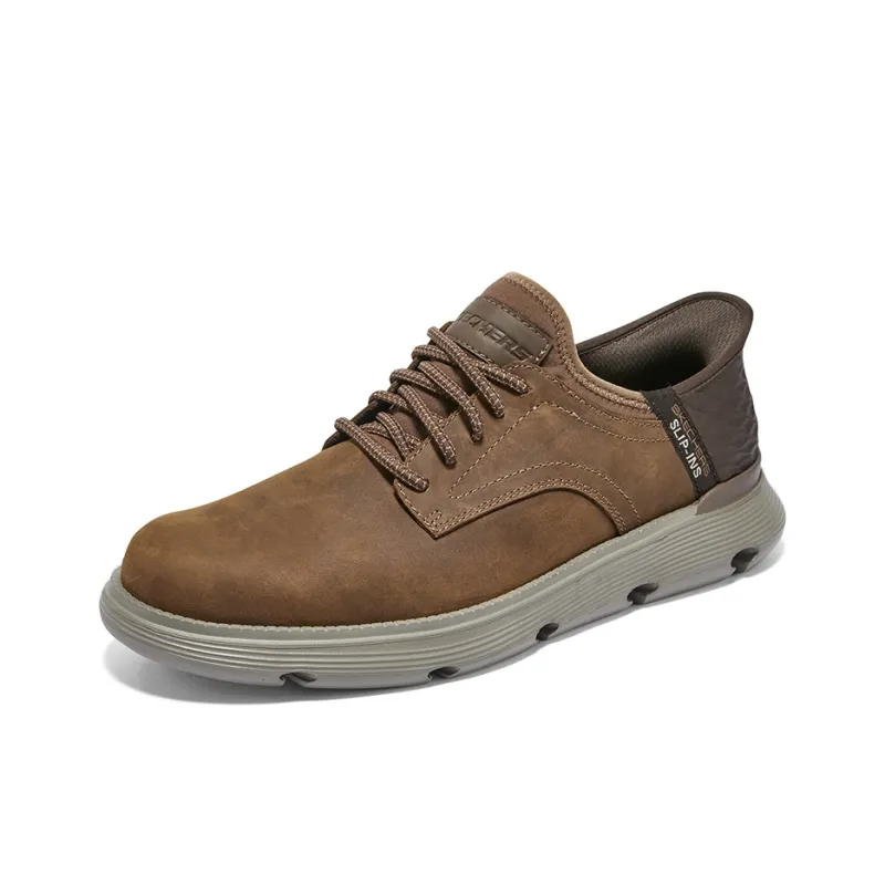 Skechers Slip Ins Slip Ins Technology Cushioned Wear Resistant Support Low Top Casual Shoes Men's Brown-2