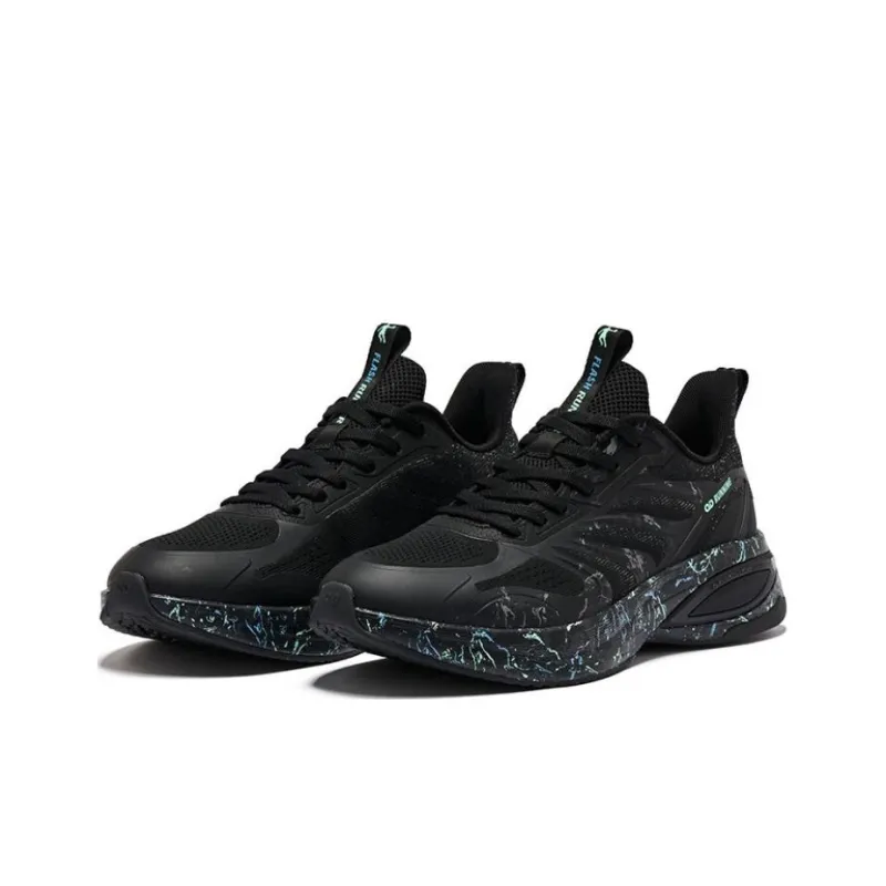 QIAODAN Blazing Plume Cushioning, Slip Resistant, Abrasion Resistant, Rebound Low Top Running Shoes Men's Black Green-3