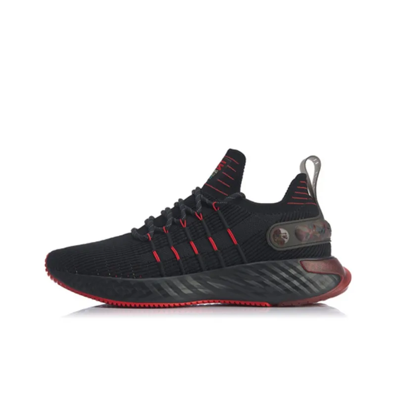 LiNing Cloud Six Generation Element Non slip Lightweight Low Top Running Shoes Men's Black Red-0