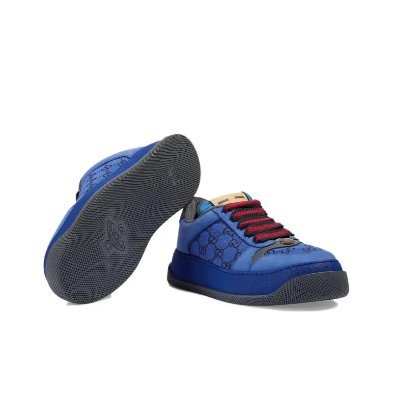 GUCCI Screener Distressed Shoes Low Top Casual Shoes Men's Blue-5