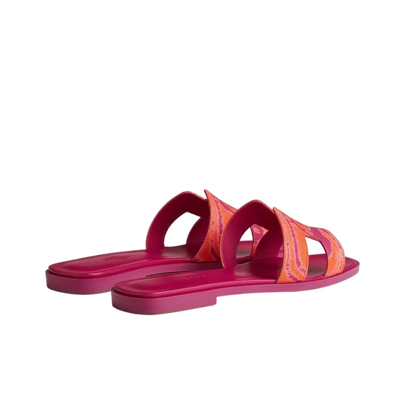 HERMES Oran Sandal Orange SynthŽtique Cotton Canvas-4
