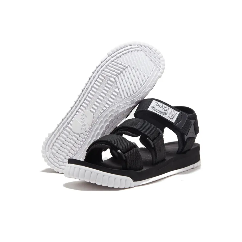 SHAKA Neo Bungy Hook and Loop Beach Sandals Unisex Black White-3