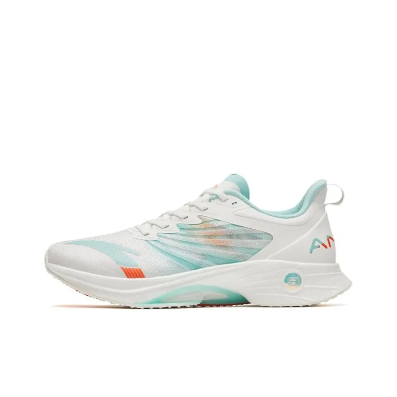 Anta MACH 3.0 Anti Slip Wear Resistant Low Top Long Distance Running Shoes Men's White Blue Orange-0