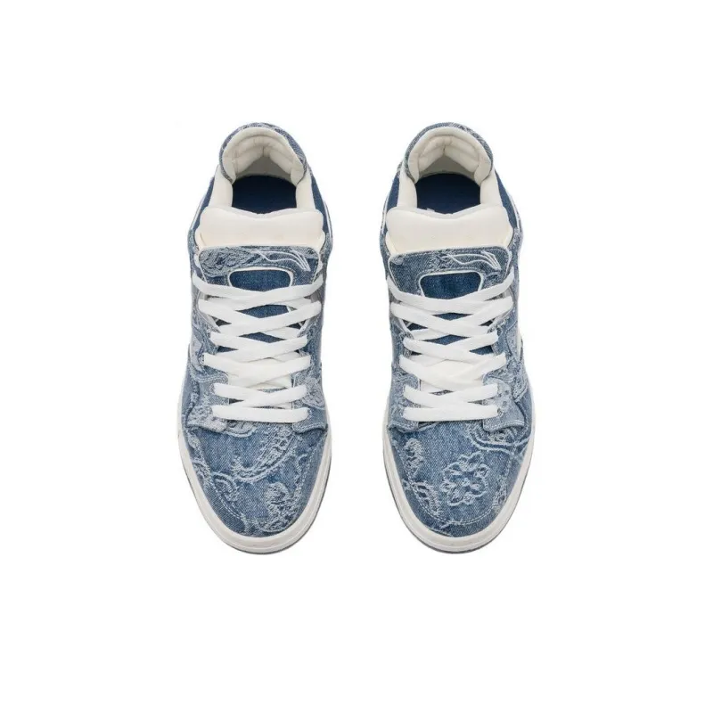 1807 X LINING Wei Wu PRO Skateboard Shoes Women's Low Top Denim Blue-3
