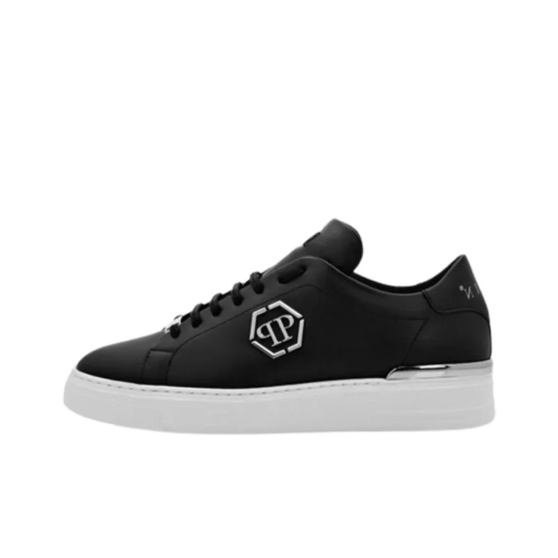 PHILIPP PLEIN Lo Top Low Top Skateboard Shoes Unisex Black White-0