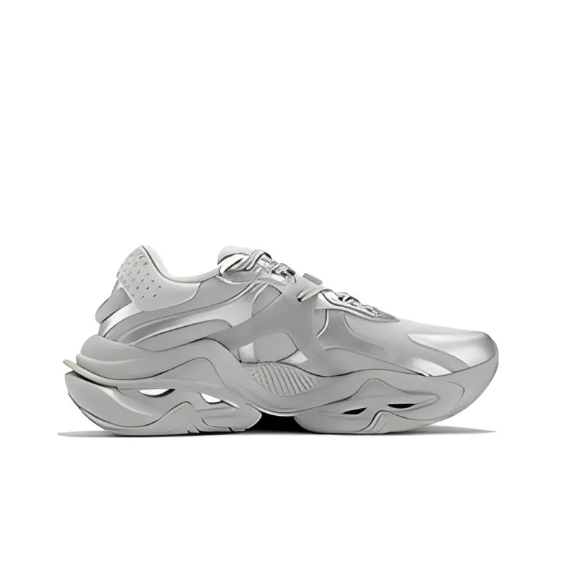 361° Wind Whirlpool Anti Slip Wear Resistant Low Top Running Shoes Gray White-1