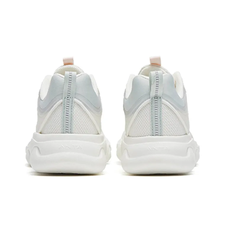 Anta Sheepskin Slip Resistant, Abrasion Resistant, Lightweight, Rebound Low Top Running Shoes Women's White Green-3