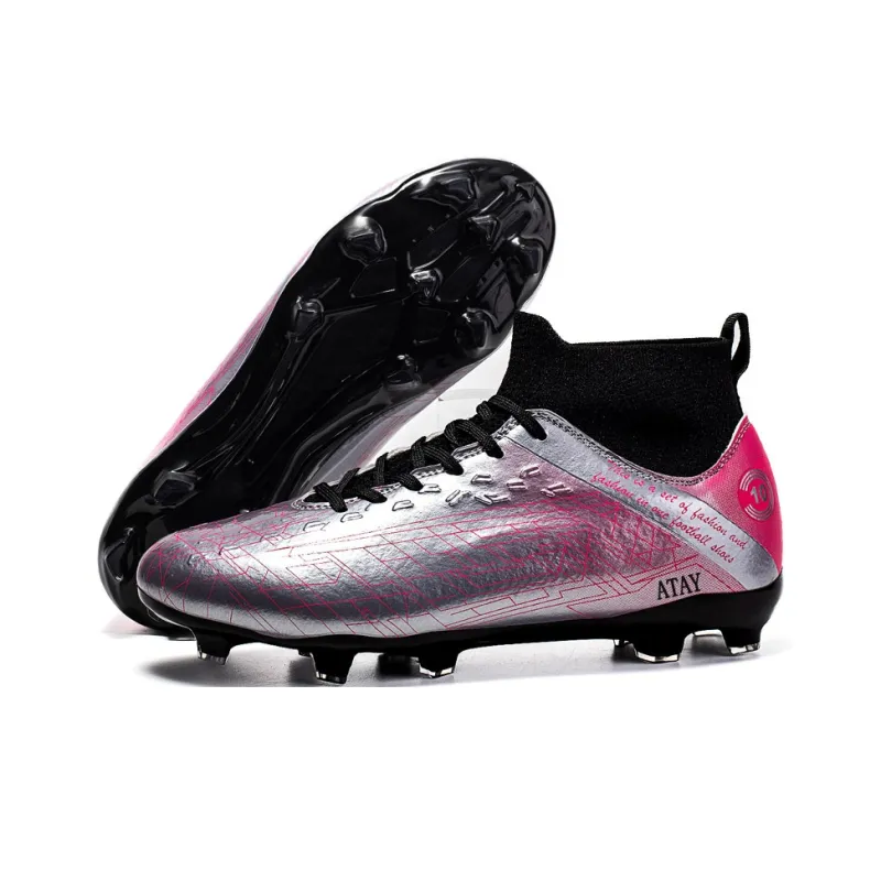 ATAY Anti-Slip Wear-Resistant Soccer Shoes Unisex Silver-3