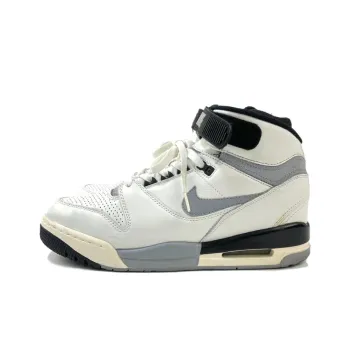 Nike Air Revolution Cushioning Anti Slip And Wear Resistant Mid Top Vintage Basketball Shoes Unisex Gray Black White
