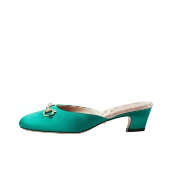 GUCCI Horsebit Closed Toe Slippers Women's Green