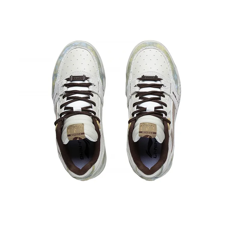 LiNing Moon White Slip Resistant Cushioning Wear Resistant Lightweight Low Top Skateboard Shoes Unisex White Green-2