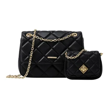 FION Cow Leather With Metal Crossbody Bag Regular Women's Black