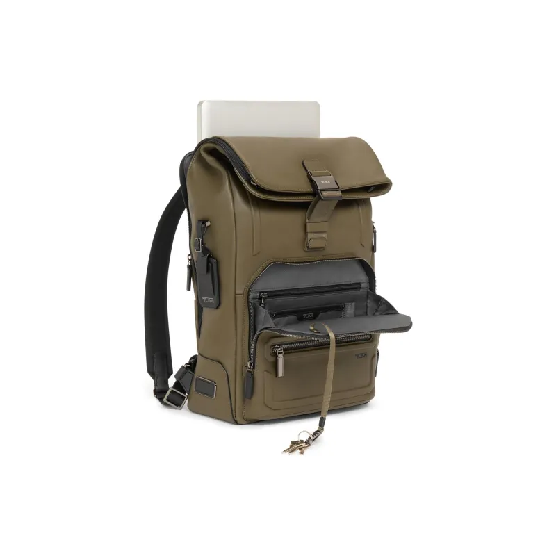 TUMI Leather Backpack Men's Olive Green-1