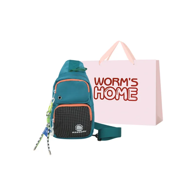 Worm's Home Nylon Sling Bag Unisex White/Black/Dark Gray/Light Gray/Blue-16