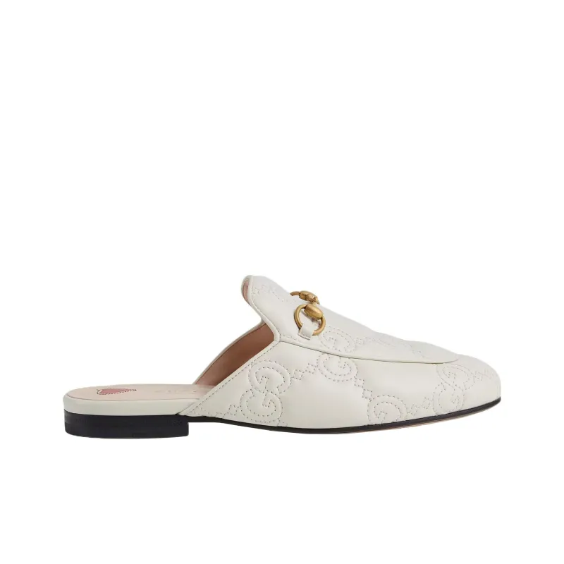 GUCCI Princetown Slipper White Embossed Leather-1