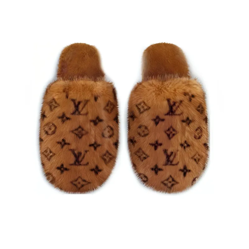 LOUIS VUITTON Suite Closed Toe Slippers Women's Brown-3
