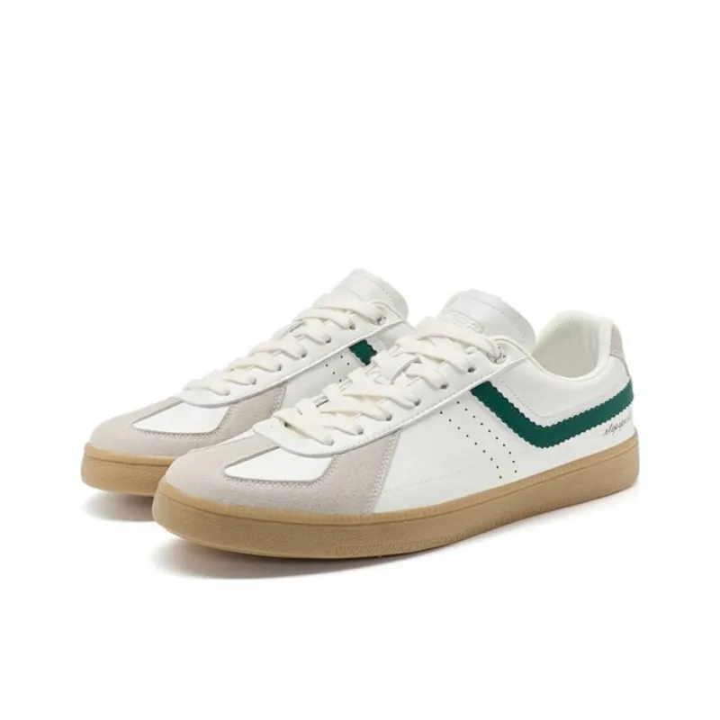 XTEP Germany Army Trainer Anti Slip Wear Resistant Low Top Skateboard Shoes Men's White Gray Green-1