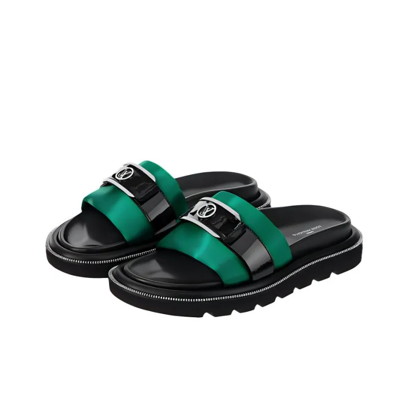 LOUIS VUITTON Pool Pillow Comfort Stylish Sandal Women's Black Green-2