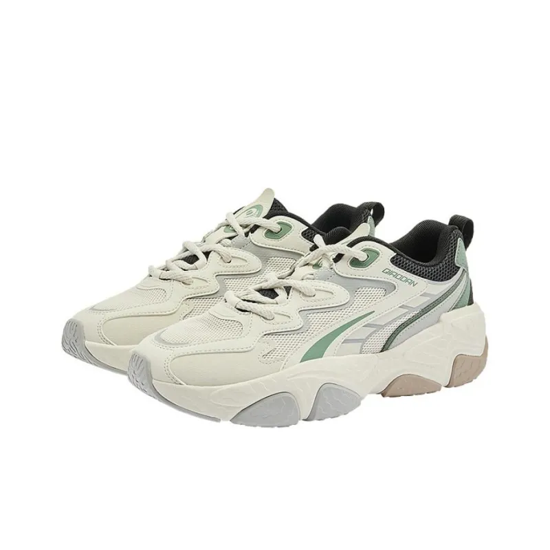 QIAODAN Cushioning Wear-Resistant Low-Top Casual Shoes Men's White Gray Green-1