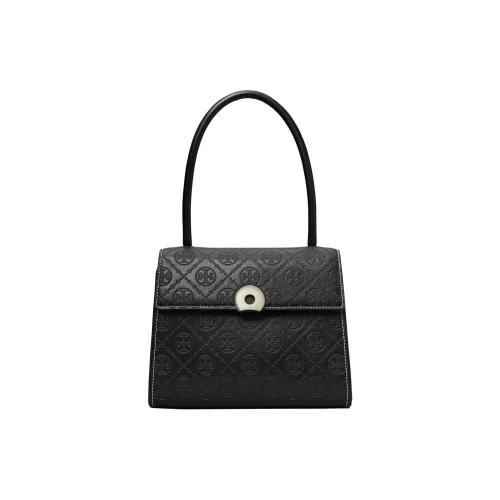 TORY BURCH T Monogram Leather Handbag Shoulder Bag Women's Black