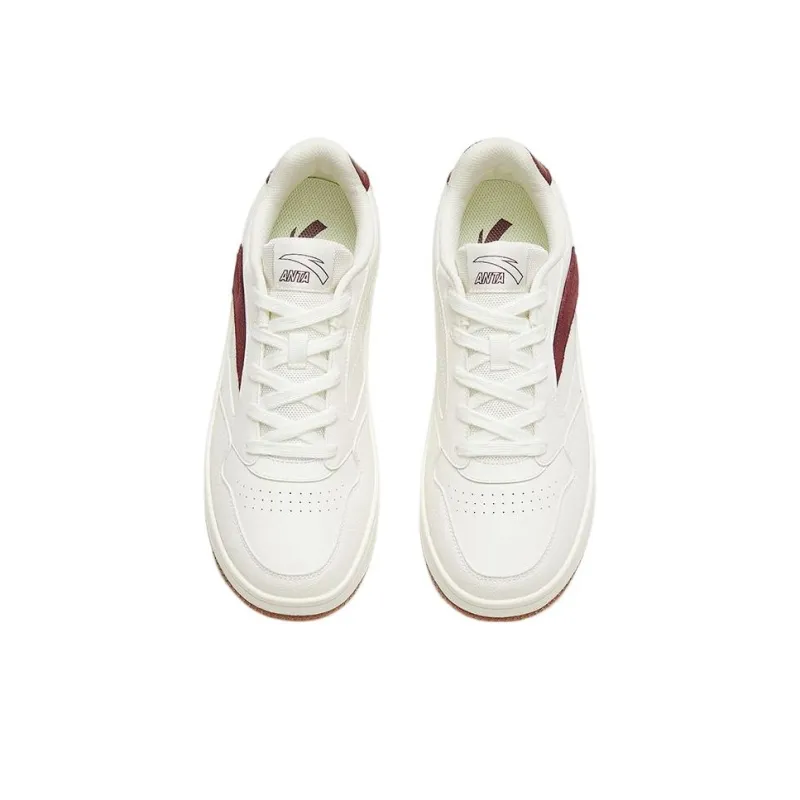 Anta Life Collection 0 Sensation Anti Slip Wear Resistant Low Top Skateboard Shoes Women's White Red-2