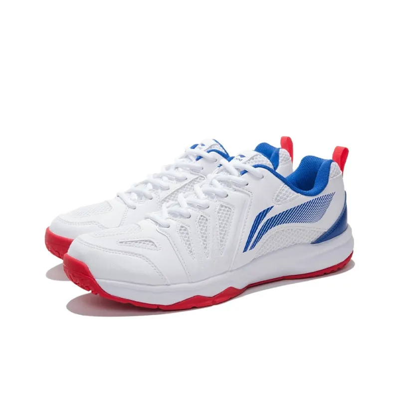 LiNing Ace Cushioned Slip Resistant Abrasion Resistant Low Top Badminton Shoes Men's White Blue-2