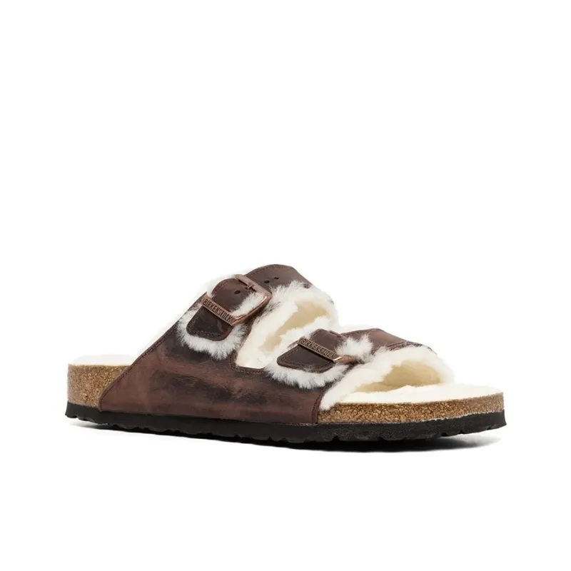 Birkenstock Arizona Shearling Oiled Leather 'Habana'-1