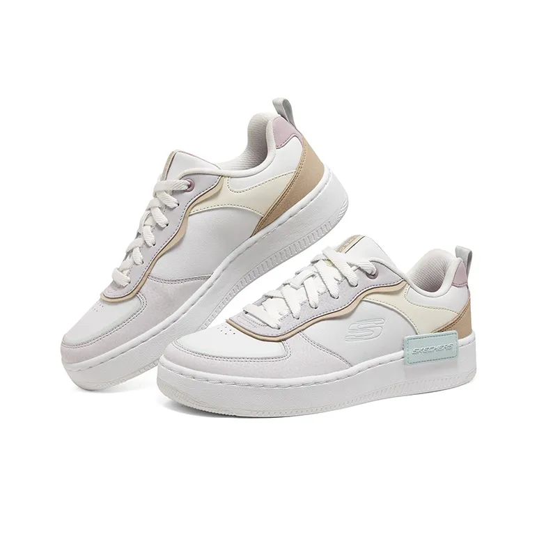 Skechers Sport Court 92 Abrasion Resistant Breathable Low Top Skateboard Shoes Women's White Yellow Pink-2
