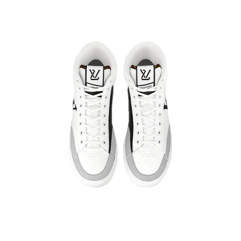 LOUIS VUITTON Lv Charlie Ankle Sneakers 'White With Black Grey Side Logo And Back Monogram'-2