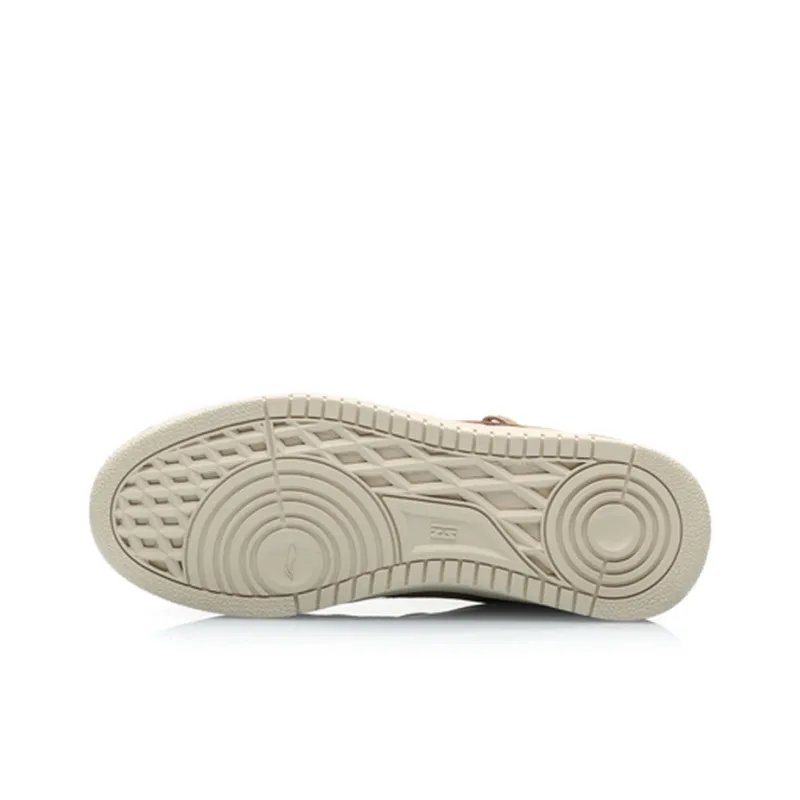 LiNing Qingchao Coverage Slip Resistant Cushioning Abrasion Resistant High Top Skateboard Shoes Men's Brown White-4