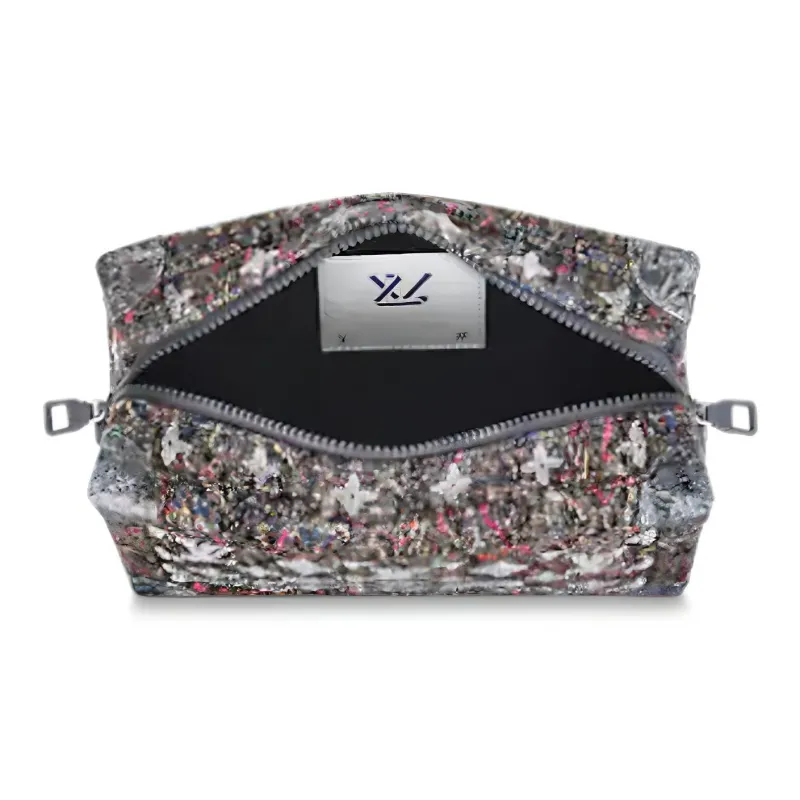 LOUIS VUITTON Leather Small Square Bag, Box Bag, Soft Box Shoulder Bag, Crossbody Bag Men's Gray & Multicolor-3